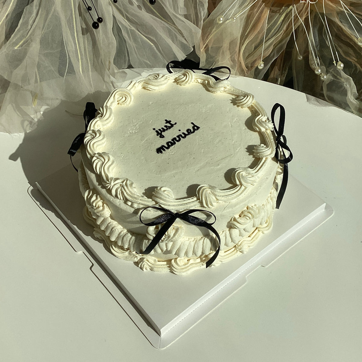 Vintage Black Ribbon Cake