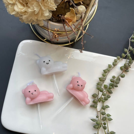 3 Pack Lounging Bear Candles