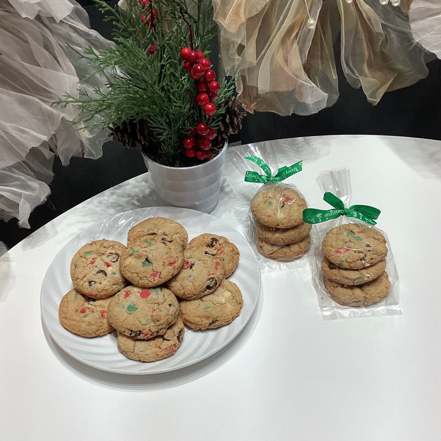 Christmas Coloured Chocolate Chip Cookies