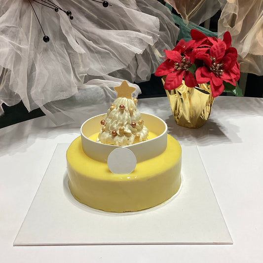 White Christmas Tree Mango Cloud Cake